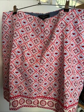Talbots Red, Blue & White Printed Cotton Skirt
